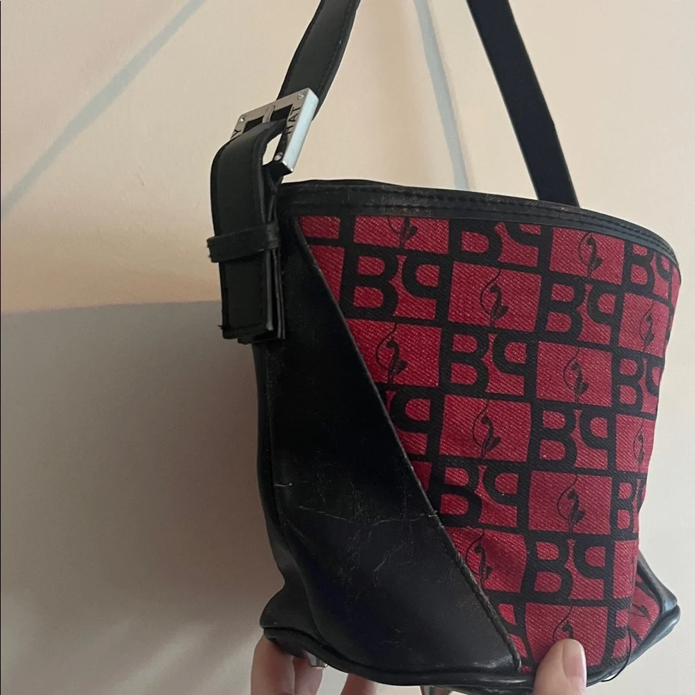 Vintage Baby Phat Shoulder Bag Monogram Y2K Red Black‎ Studded Hip Hop Glam